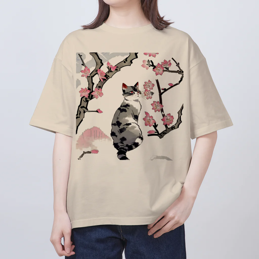 やさぐれちゃんの春の花と猫 Oversized T-Shirt