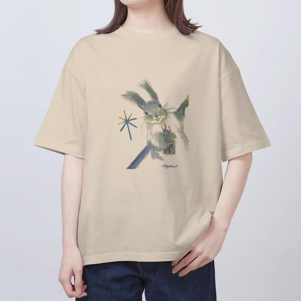 お菓子な森のお菓子なブルーりす美 Oversized T-Shirt