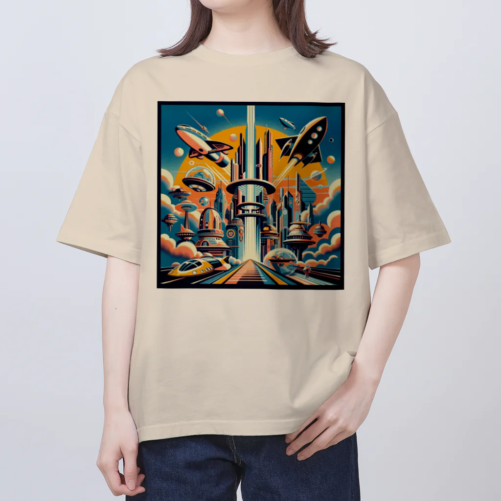 Dexsterの過去の未来観　retro-futurism design01 オーバーサイズTシャツ