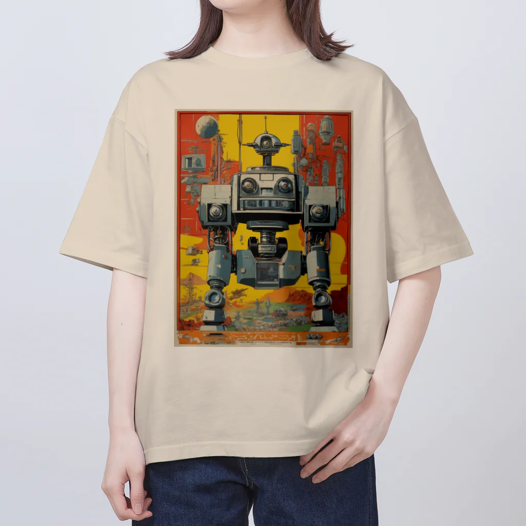 mirinconixのレトロで大きくてジャンクな戦闘用ロボットくん オーバーサイズTシャツ