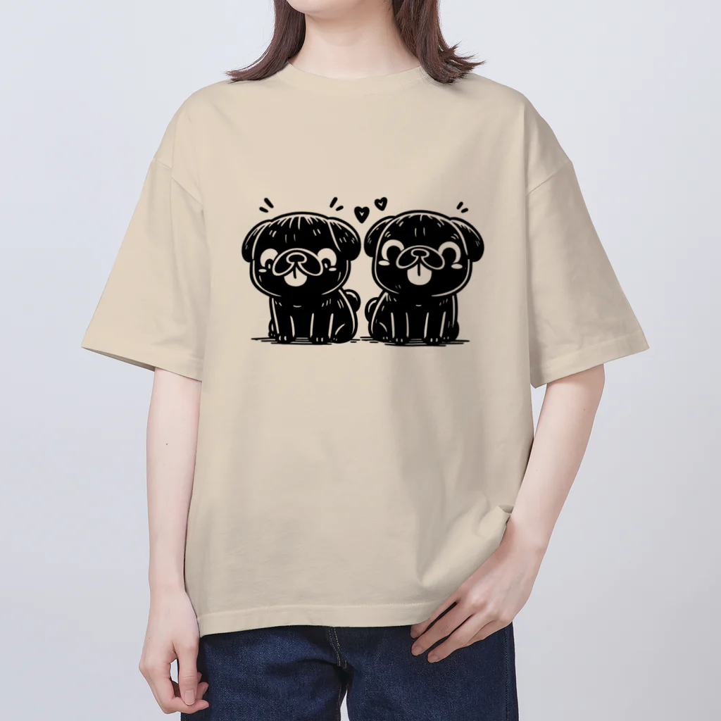 ブヒーズのtwin pug Oversized T-Shirt