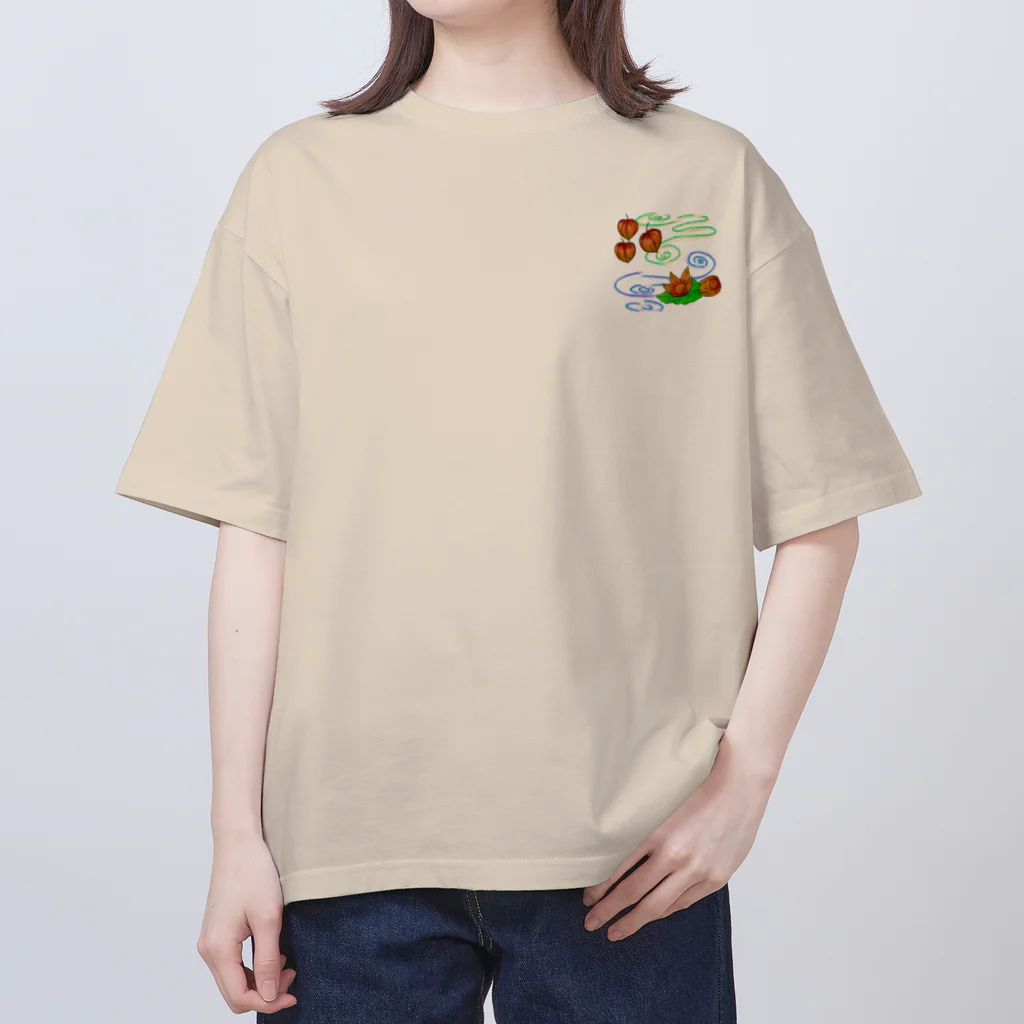 Lily bird（リリーバード）のホオズキ 水紋（和柄）その2 オーバーサイズTシャツ