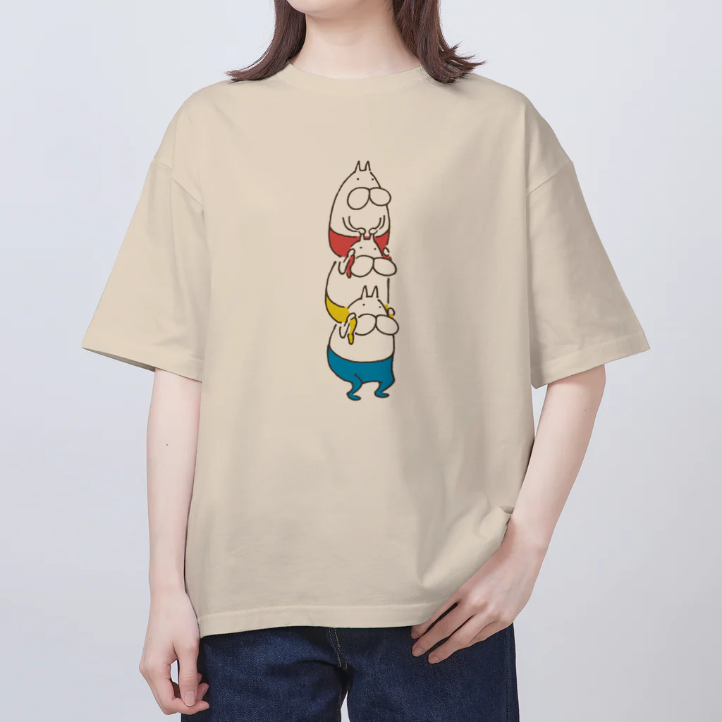 くらきち ONLINE SHOPのねこタイツ かたぐるま Oversized T-Shirt