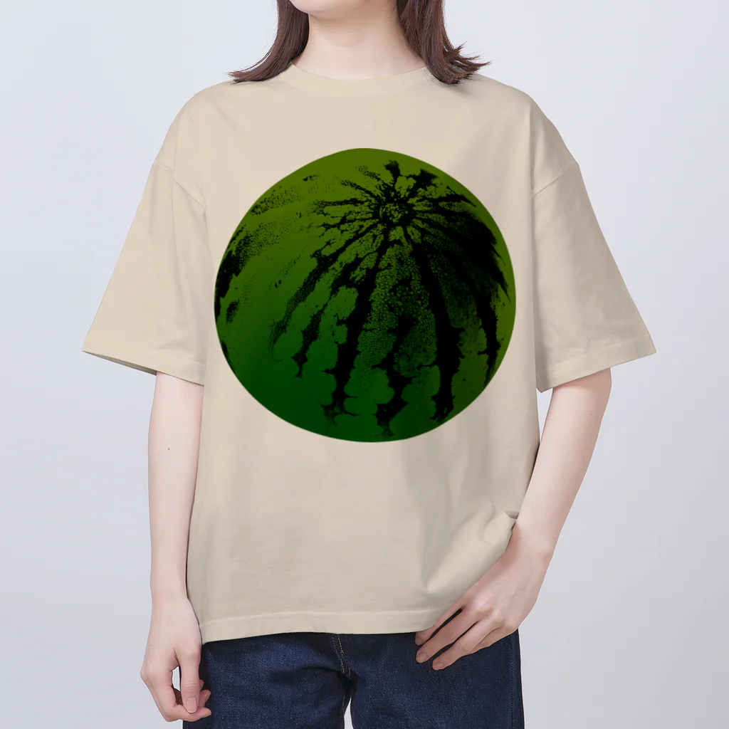 ヨープキャンが気になったのすいか -watermelon- 丸 オーバーサイズTシャツ