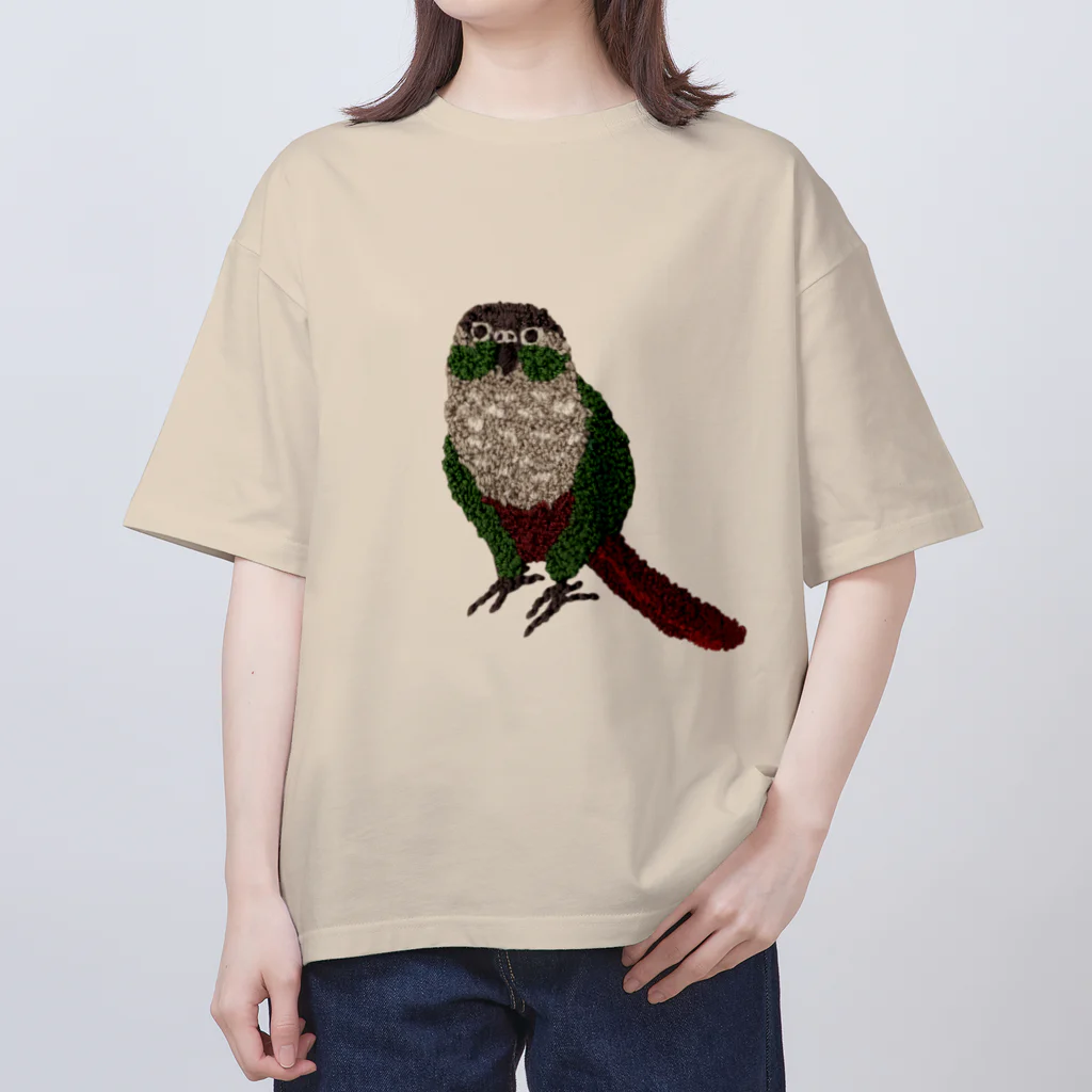 犬と鳥のウロコインコのマメ オーバーサイズTシャツ