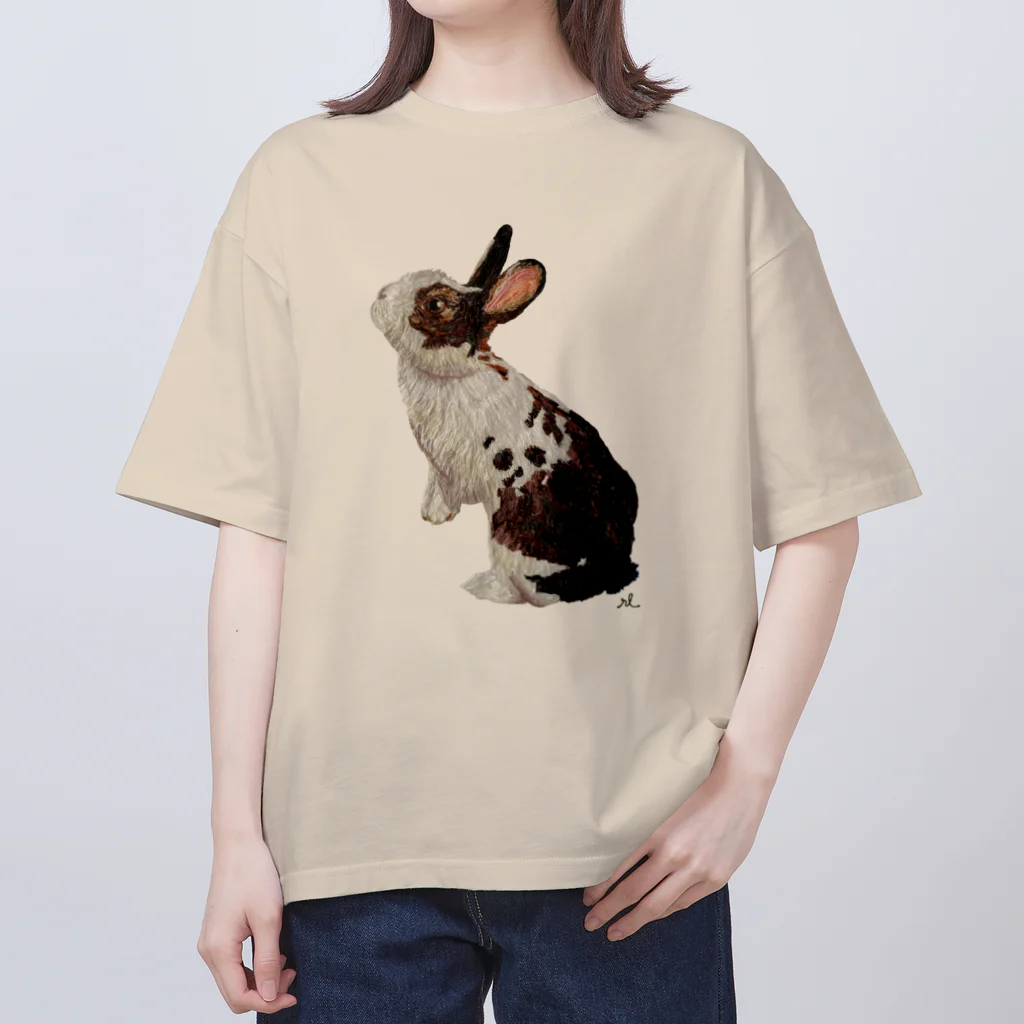 rabbit loverのフワフワうさぎ（茶ぶち） オーバーサイズTシャツ