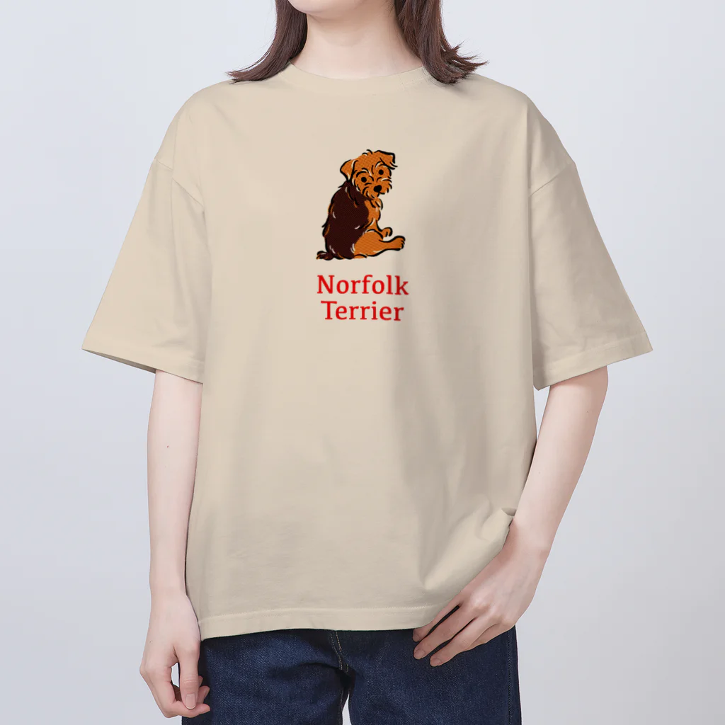 TOMOS-dogのふりむき犬（ドット）ブラタン オーバーサイズTシャツ