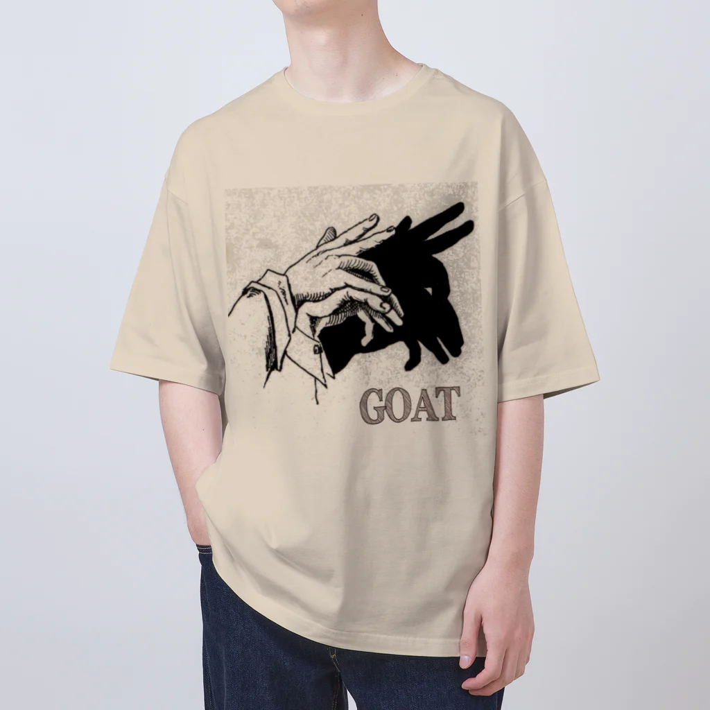 PALA's SHOP　cool、シュール、古風、和風、のHand shadowgraph　Goat オーバーサイズTシャツ