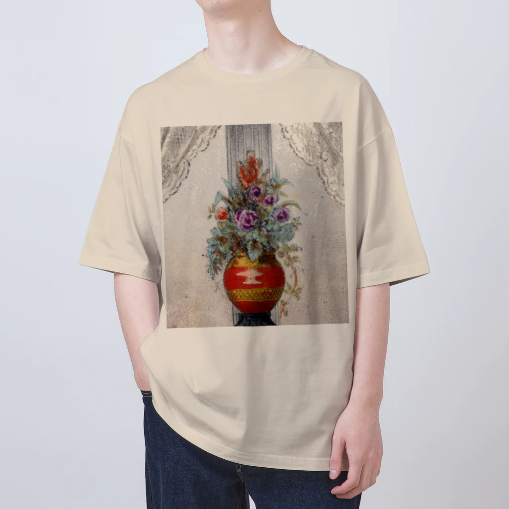 PALA's SHOP　cool、シュール、古風、和風、のflower arrangement　 Oversized T-Shirt