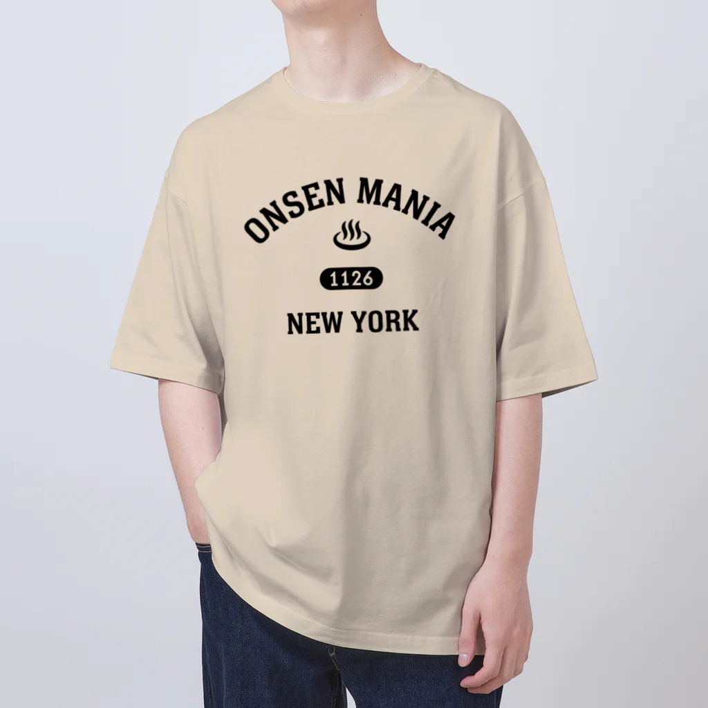 kg_shopのONSEN MANIA (ブラック) オーバーサイズTシャツ