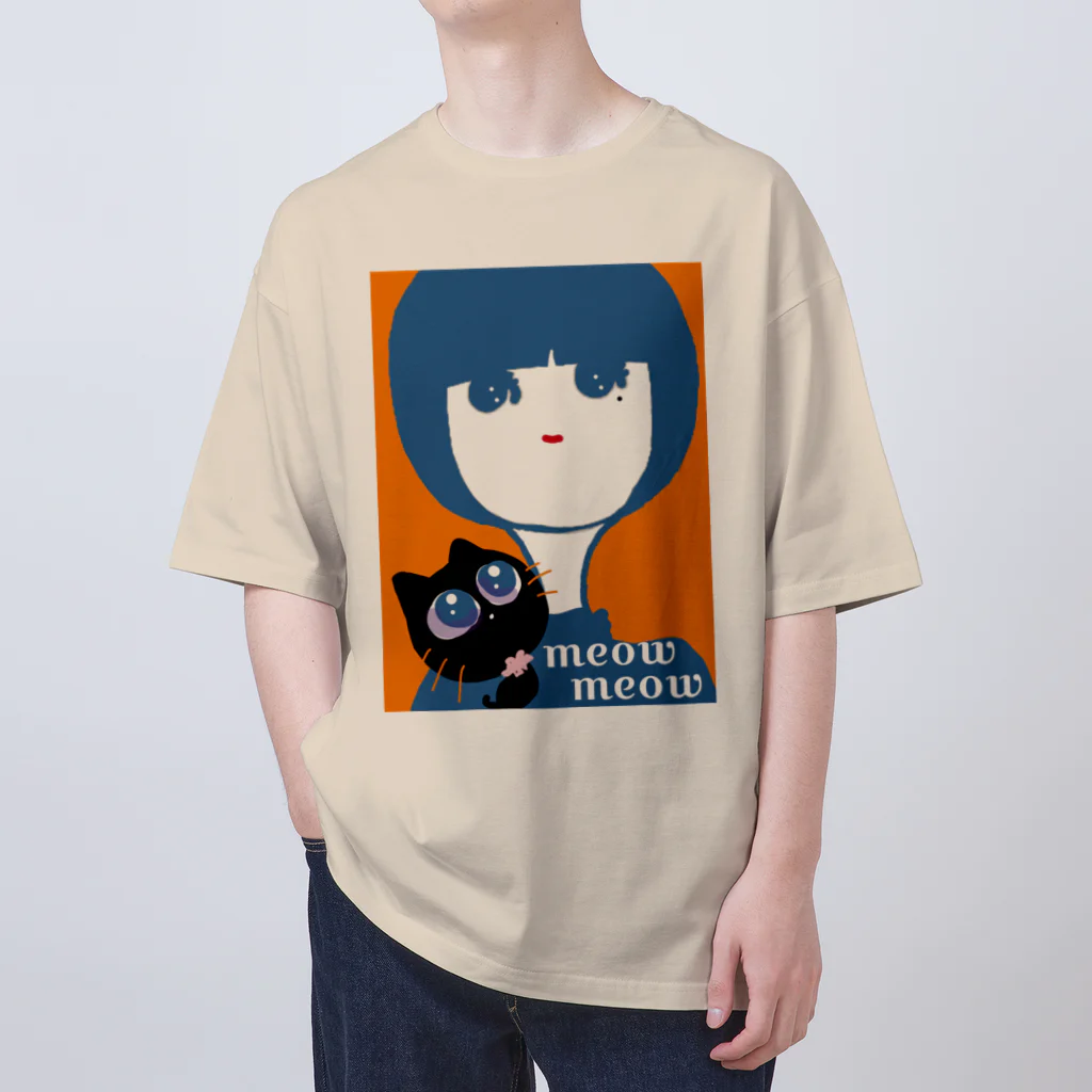 sasame's shopのねことわたし  ショートボブなわたし オーバーサイズTシャツ