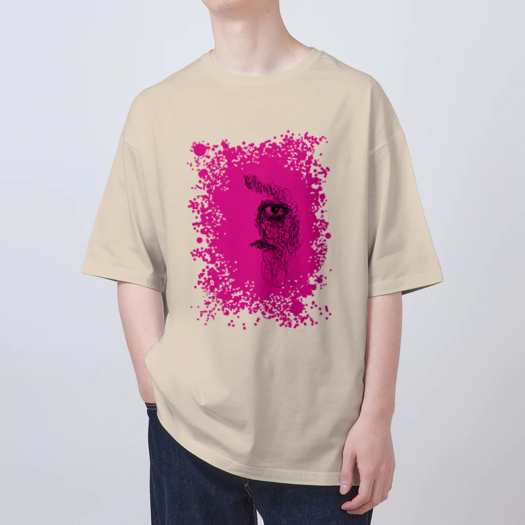 工房ＨＡＮＺＯＵのラフ画 No.2 PINK オーバーサイズTシャツ