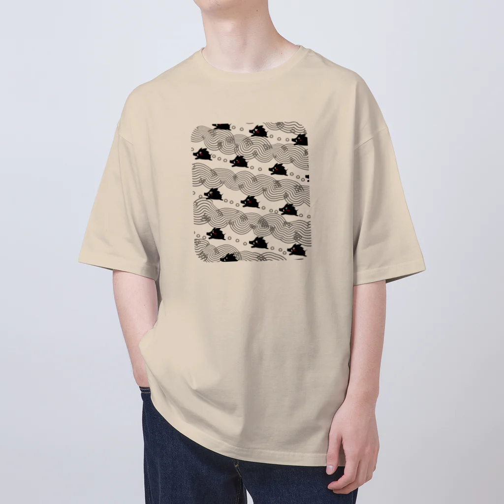 イノシシライフ INOsisiLIFEのお散歩イノシシ（淡色生地用） オーバーサイズTシャツ