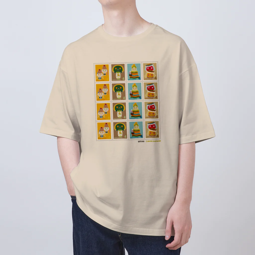 Quatre Illustrationのキャトル切手_お野菜ファッションB 4×4 オーバーサイズTシャツ