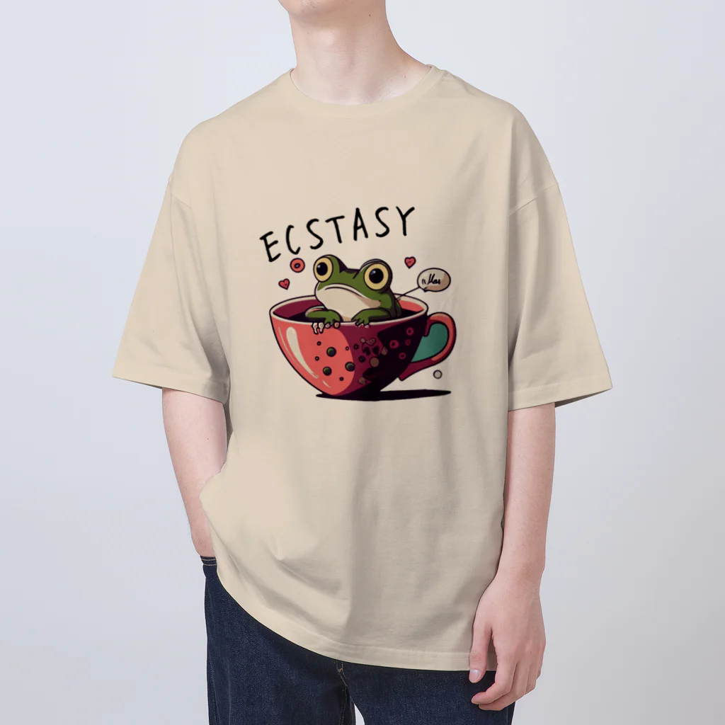 ピヨ爺の副業のほっとひとかえる = げこたろう = オーバーサイズTシャツ