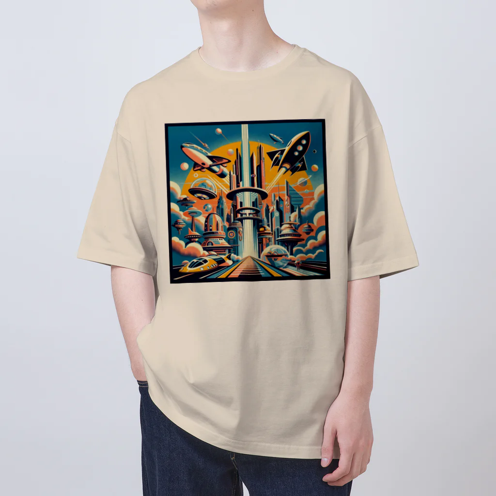 Dexsterの過去の未来観　retro-futurism design01 オーバーサイズTシャツ