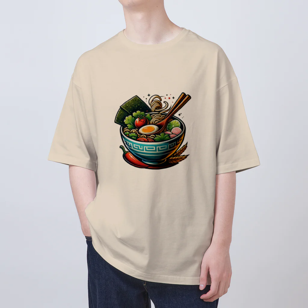 ブリッジの屋台のラーメン大好き オーバーサイズTシャツ