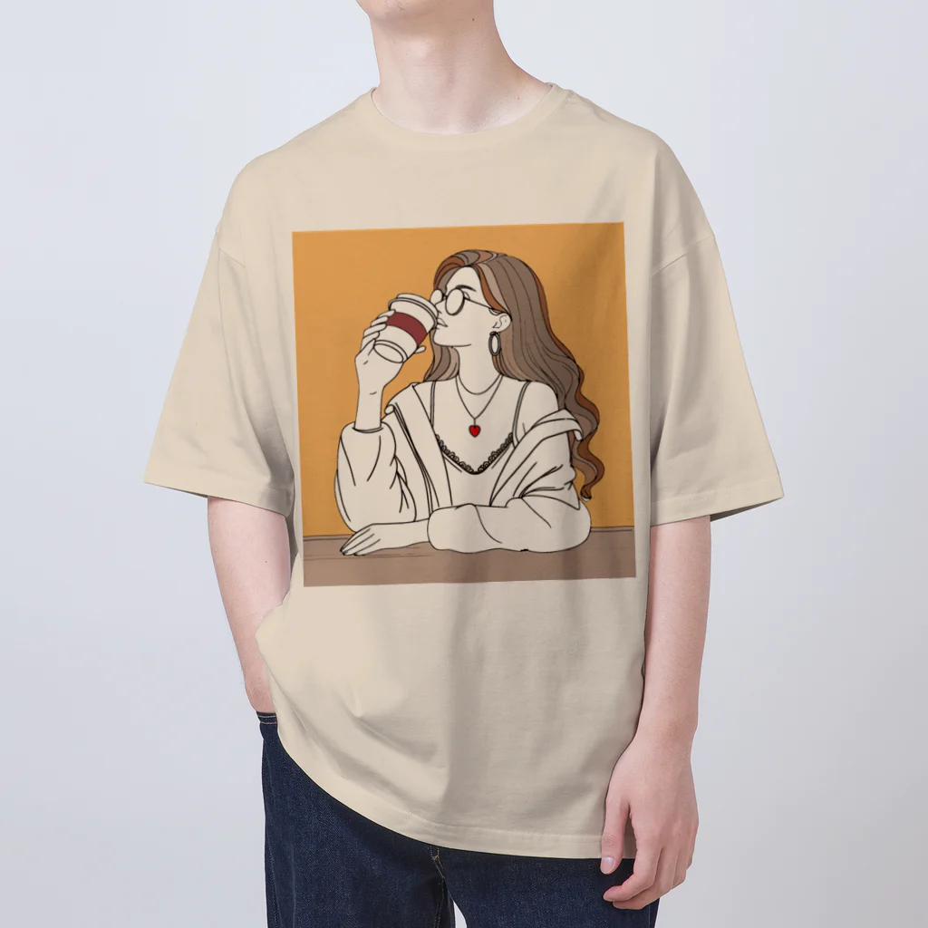 ブルーアイズのやけ酒したいけど我慢してコーヒー飲んでる人 Oversized T-Shirt