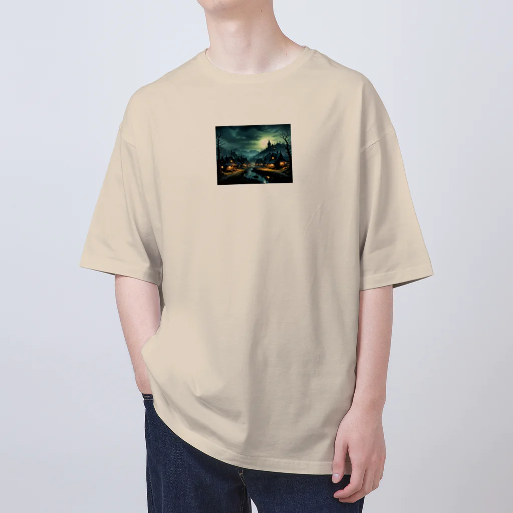 studio eizoの夜に輝く美しい村の光景 オーバーサイズTシャツ