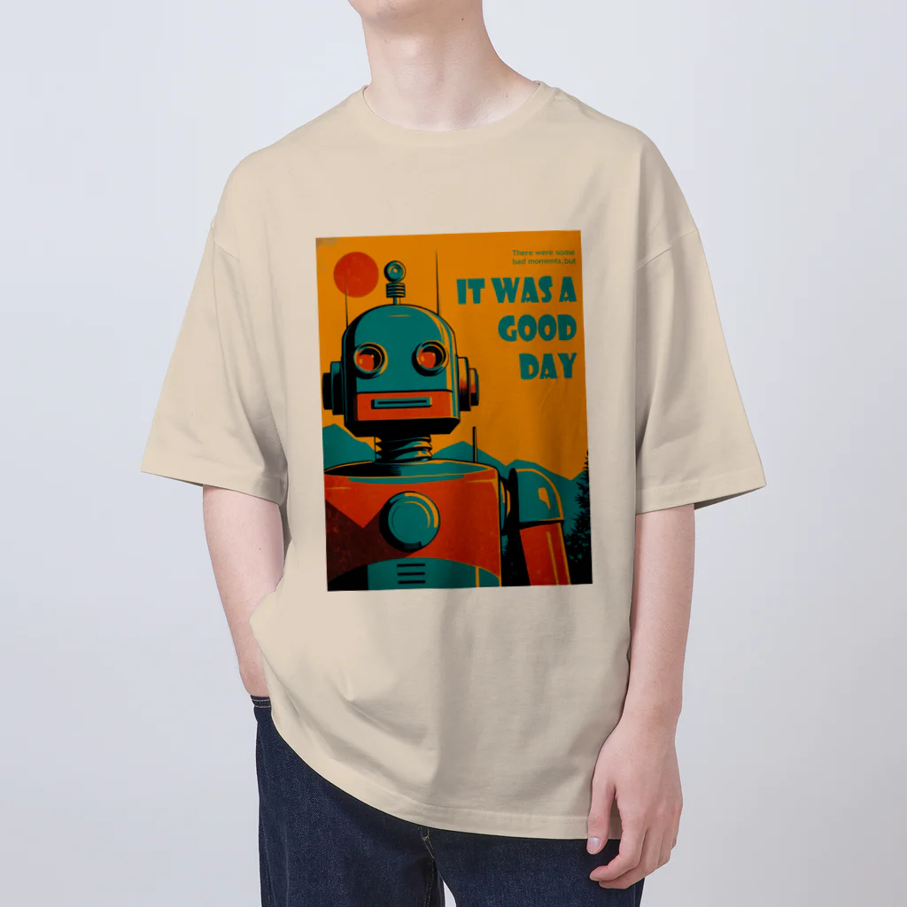 mirinconixのポジティブな思考回路のレトロなロボットくん Oversized T-Shirt