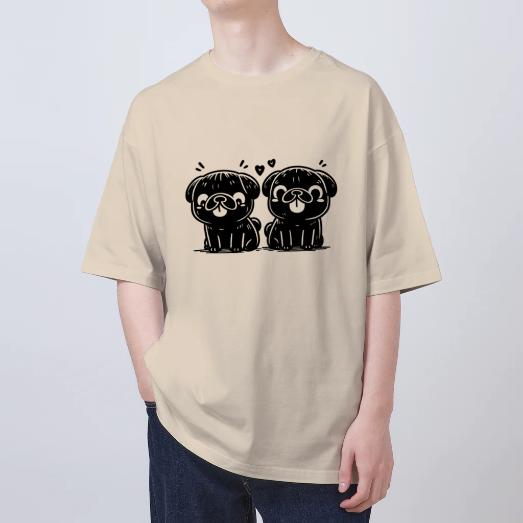 ブヒーズのtwin pug オーバーサイズTシャツ