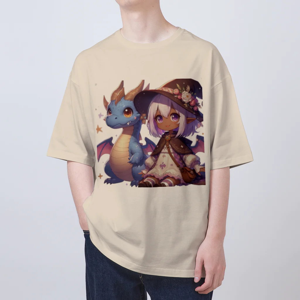 ピクセルパレットのドラゴンと可愛い女の子3 Oversized T-Shirt