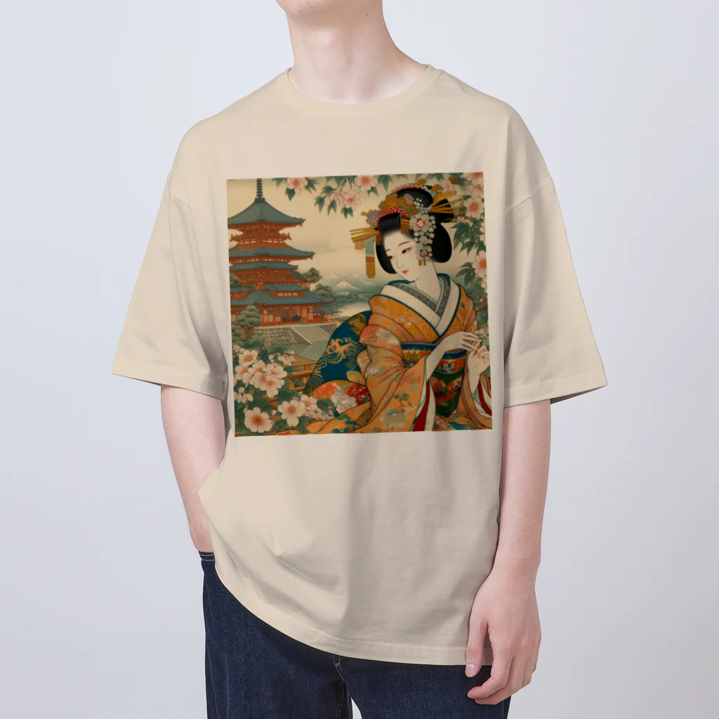 tamabestの浮世絵風美人図 Oversized T-Shirt