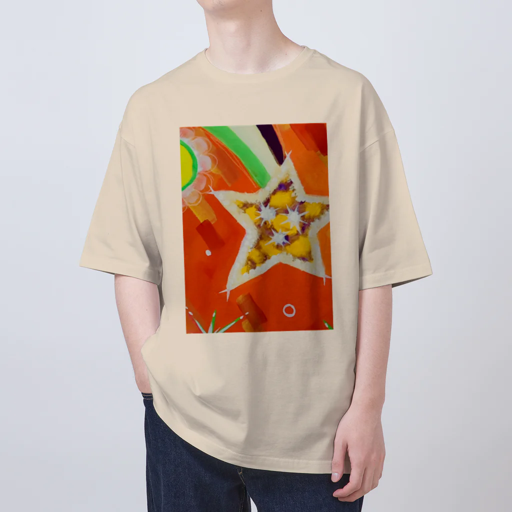 🐶シュナといろいろ🎨の流れ星　(オレンジ) オーバーサイズTシャツ