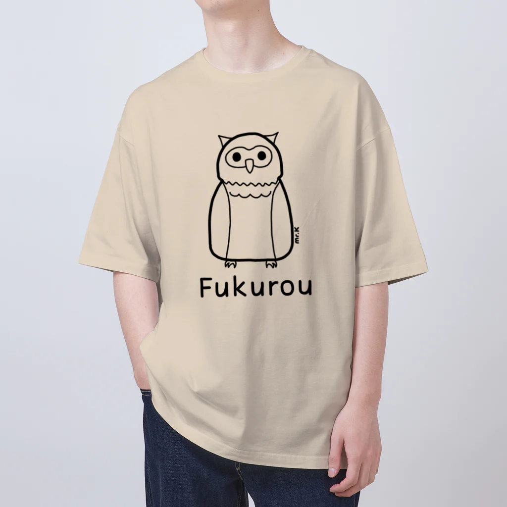 MrKShirtsのFukurou (フクロウ) 黒デザイン Oversized T-Shirt