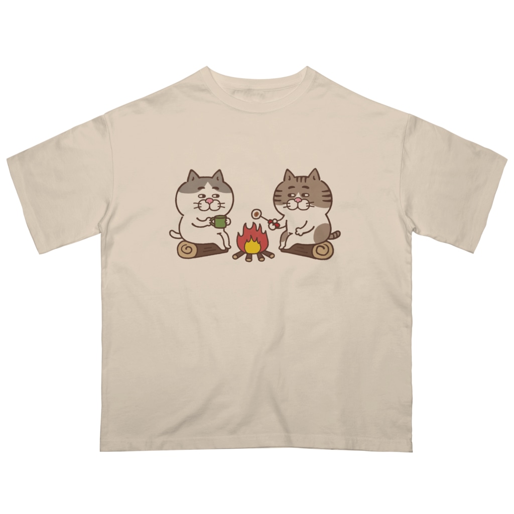 目つきの悪い猫＠いけやけいのキャンプにゃんこ Oversized T-Shirt