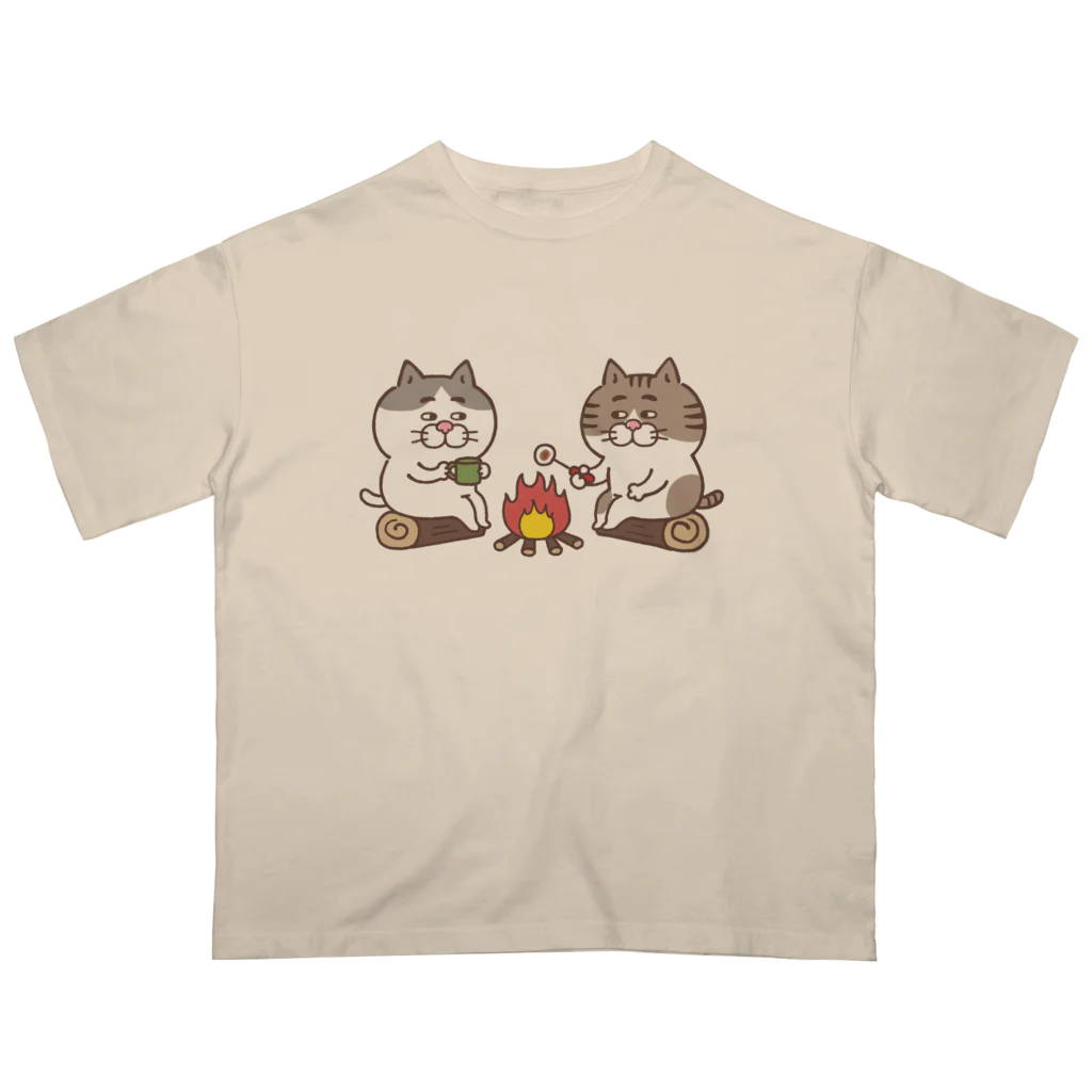 目つきの悪い猫＠いけやけいのキャンプにゃんこ オーバーサイズTシャツ