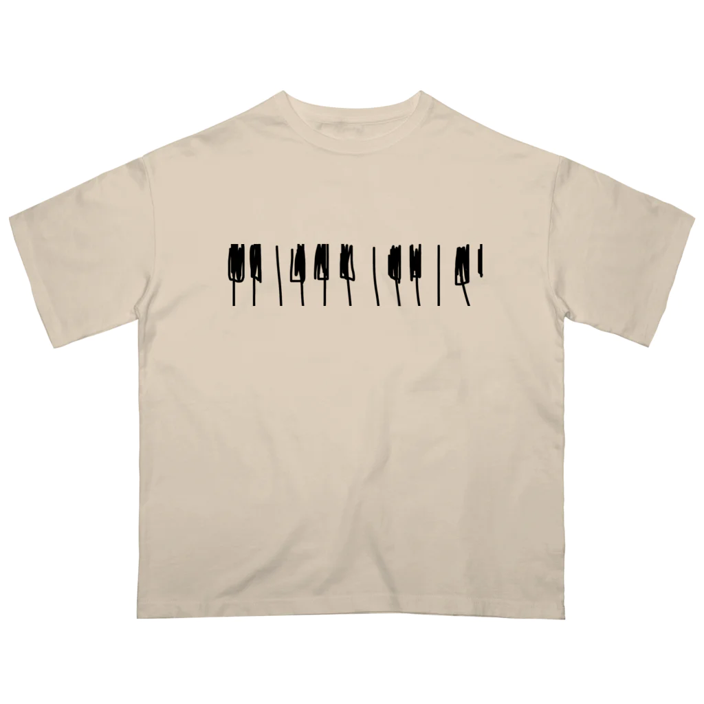 Naa Piano Music (ピアノデザインコレクション)の🎼 ピアノ 鍵盤　(モノクロデザインver.) Oversized T-Shirt