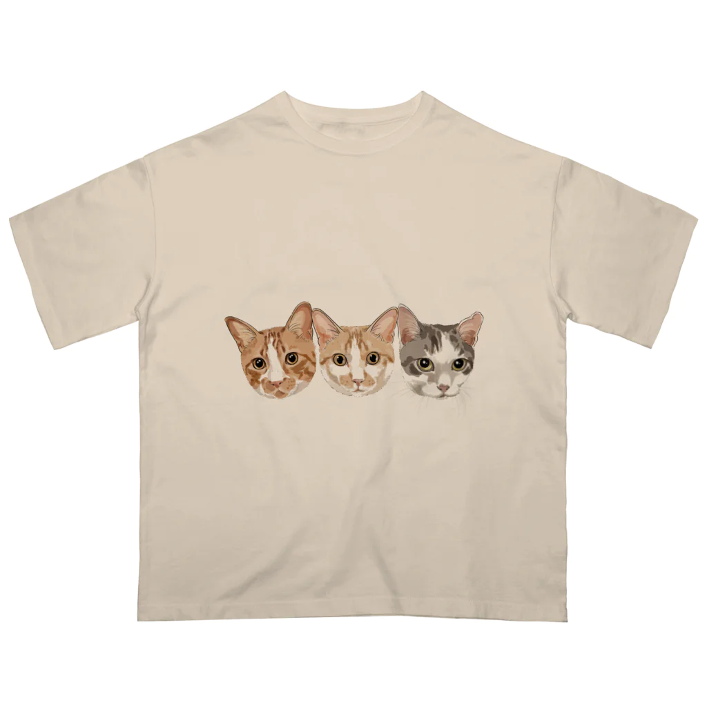 みきぞーん｜保護猫 ミッキー画伯と肉球とおともだちのrui & ram &ta-cha Oversized T-Shirt