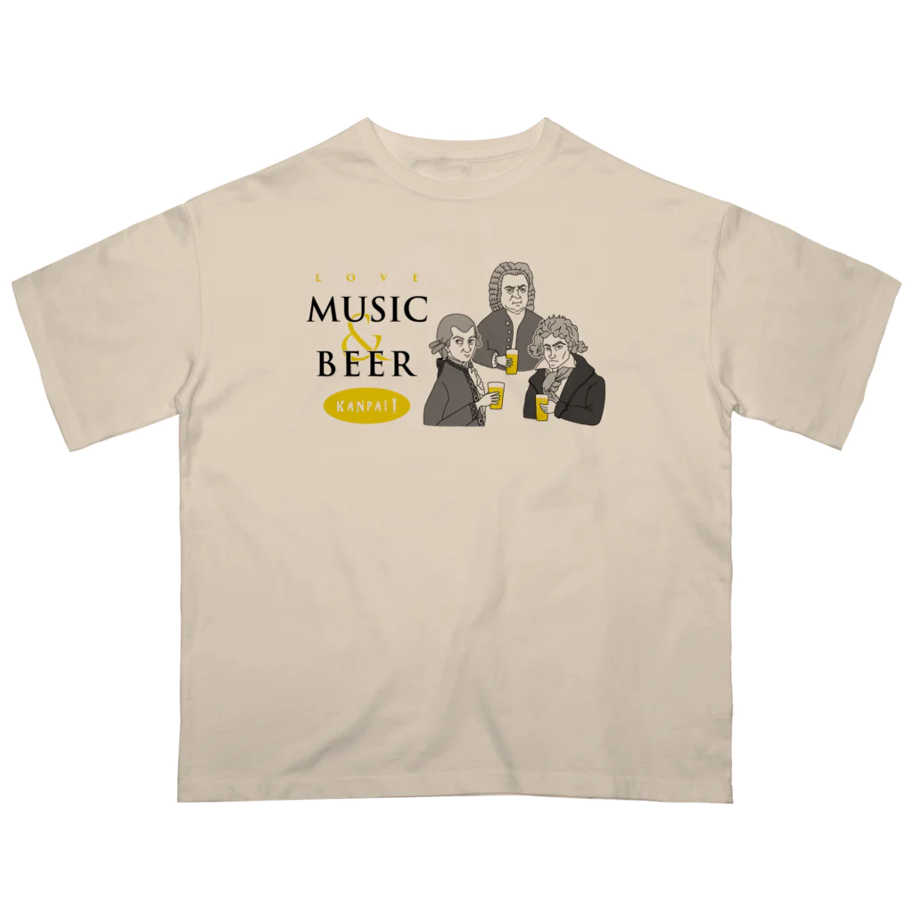 ビールとアート TM-3 Designの偉人 × BEER（三人の音楽家・音楽とビールを愛す） オーバーサイズTシャツ