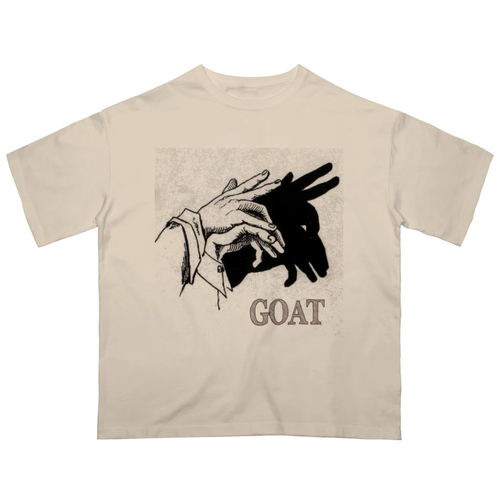 PALA's SHOP　cool、シュール、古風、和風、のHand shadowgraph　Goat オーバーサイズTシャツ