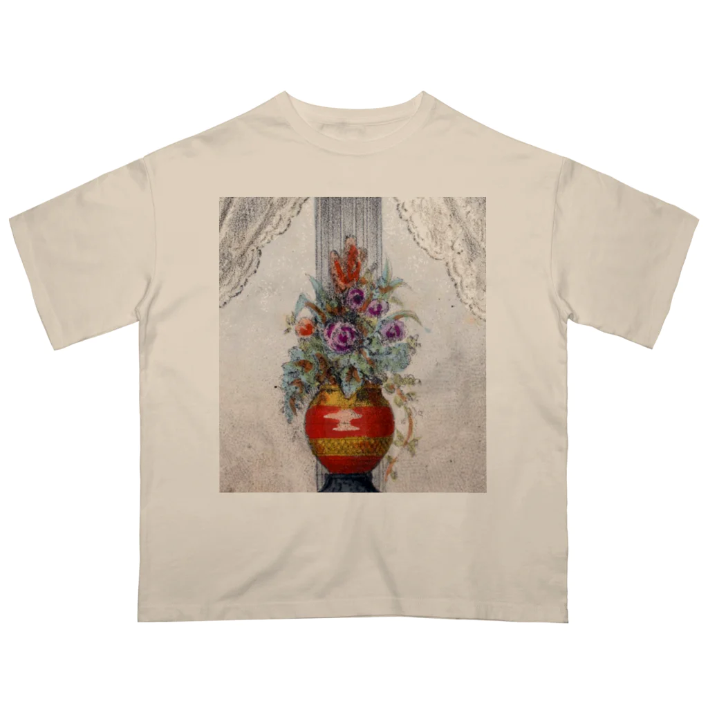 PALA's SHOP　cool、シュール、古風、和風、のflower arrangement　 Oversized T-Shirt