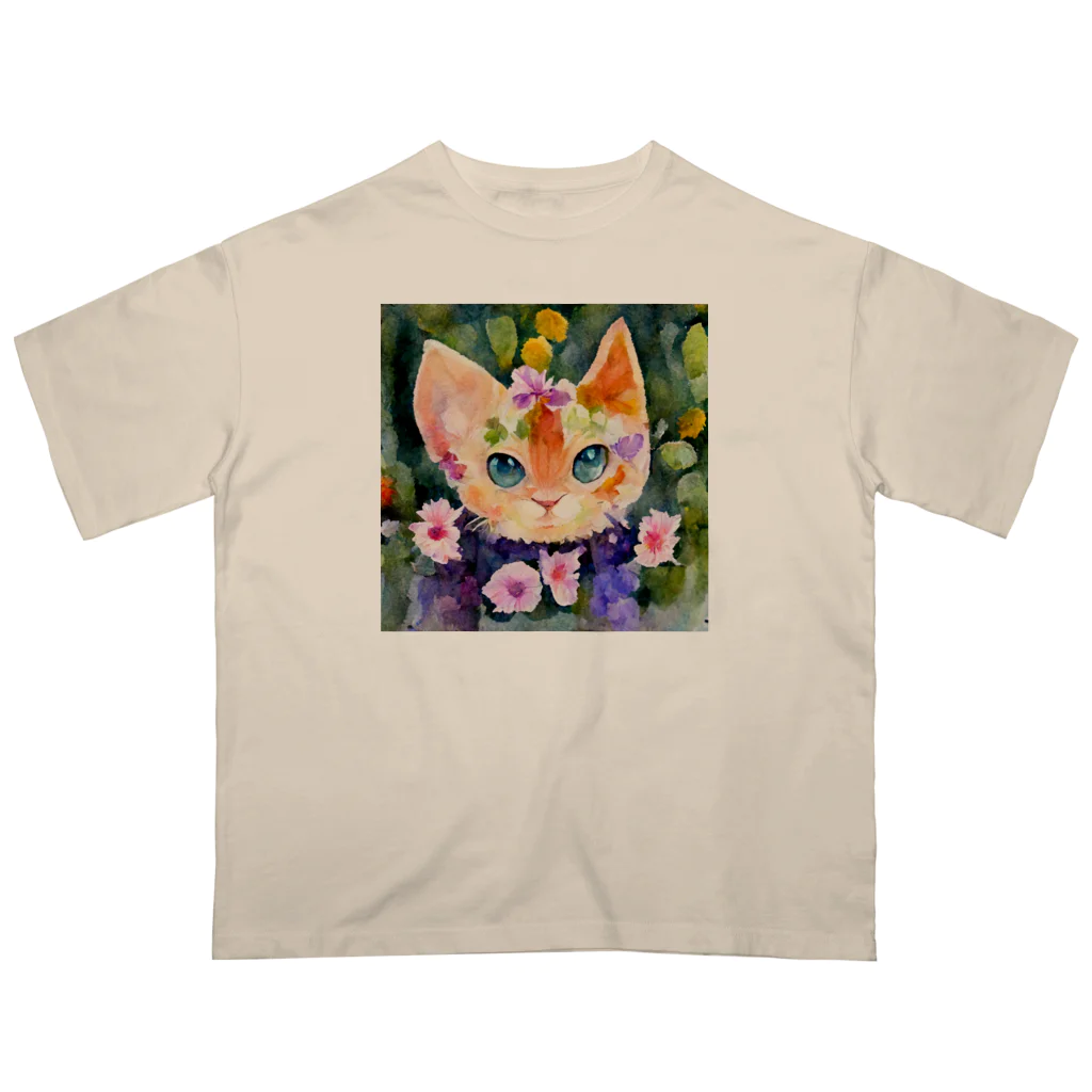 ccaattの花畑で子猫とかくれんぼ Oversized T-Shirt