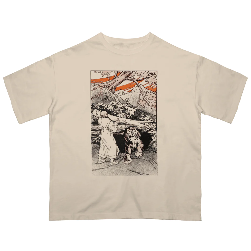 Saza-nami Antique designの虎と怪力男 オーバーサイズTシャツ