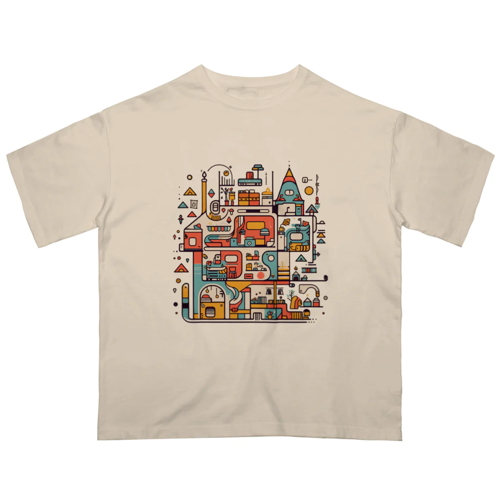 LCOMLのポップな建物２ オーバーサイズTシャツ