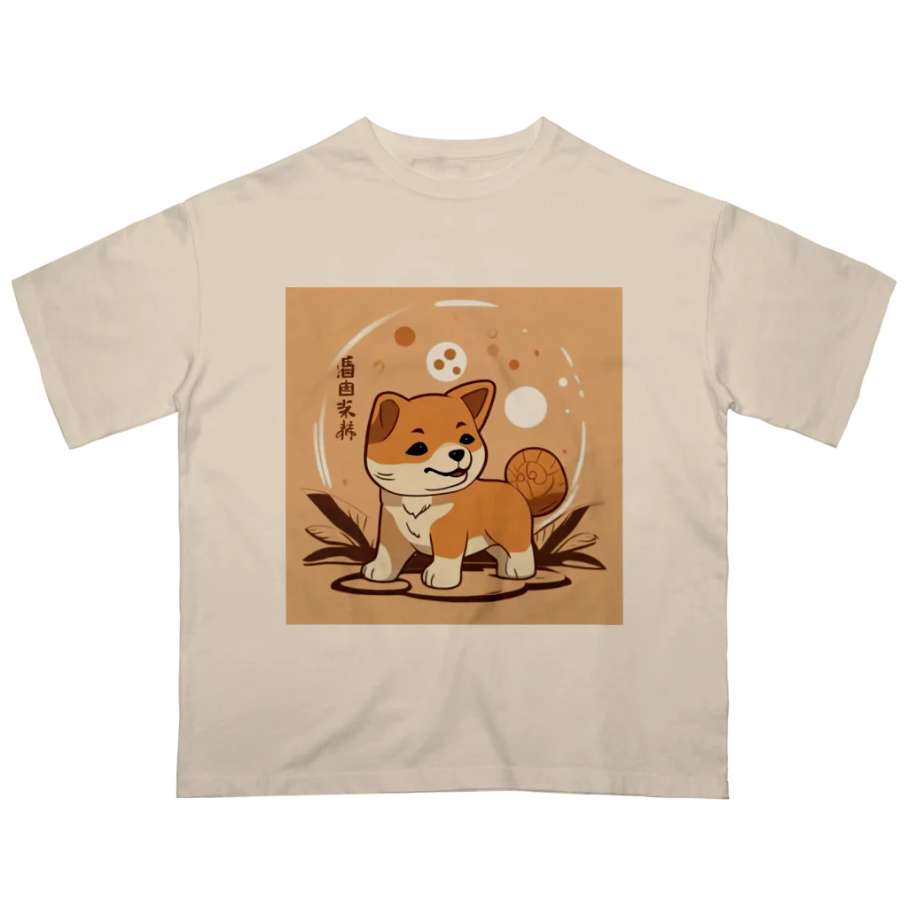 dcgnori／ワンコ画像の柴犬、縄文☆彡古代くん オーバーサイズTシャツ