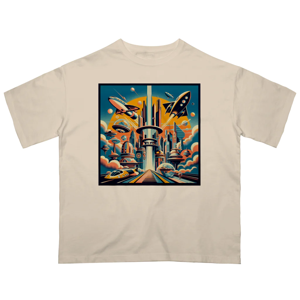 Dexsterの過去の未来観　retro-futurism design01 オーバーサイズTシャツ