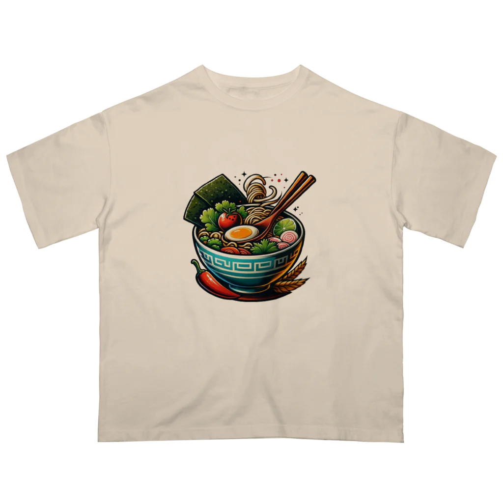 ブリッジの屋台のラーメン大好き オーバーサイズTシャツ