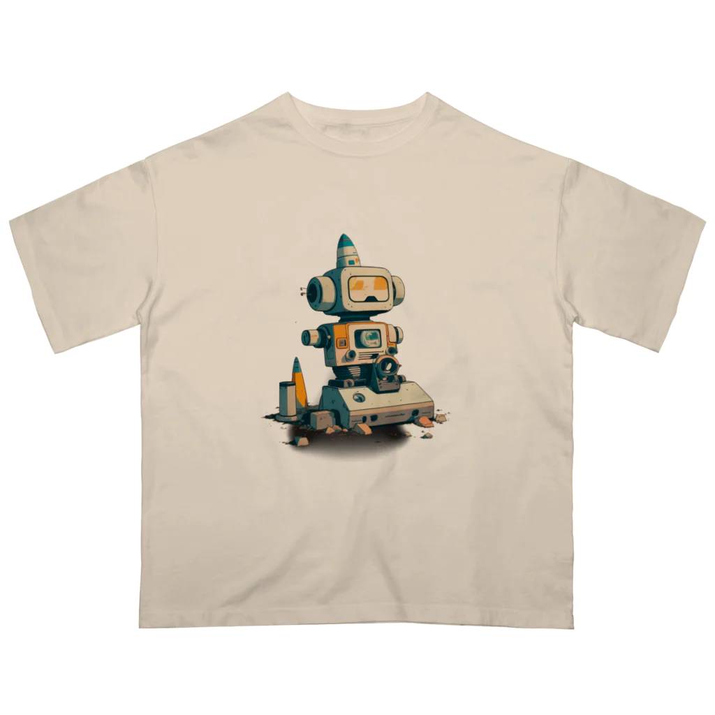 mirinconixのいろいろと四角いレトロなガラクタロボットくん オーバーサイズTシャツ