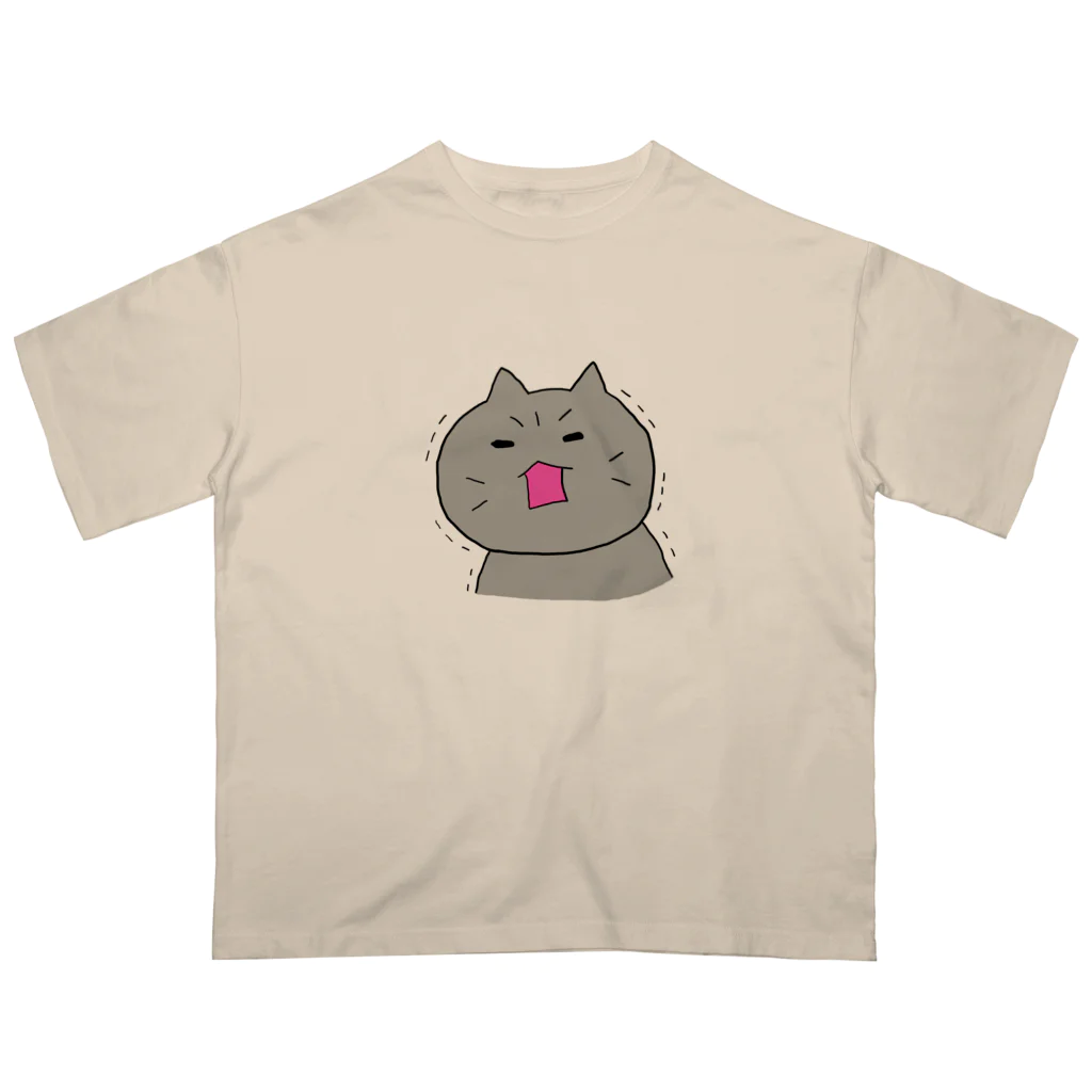 あっしゅのお店のグレー猫プルプル 2 オーバーサイズTシャツ