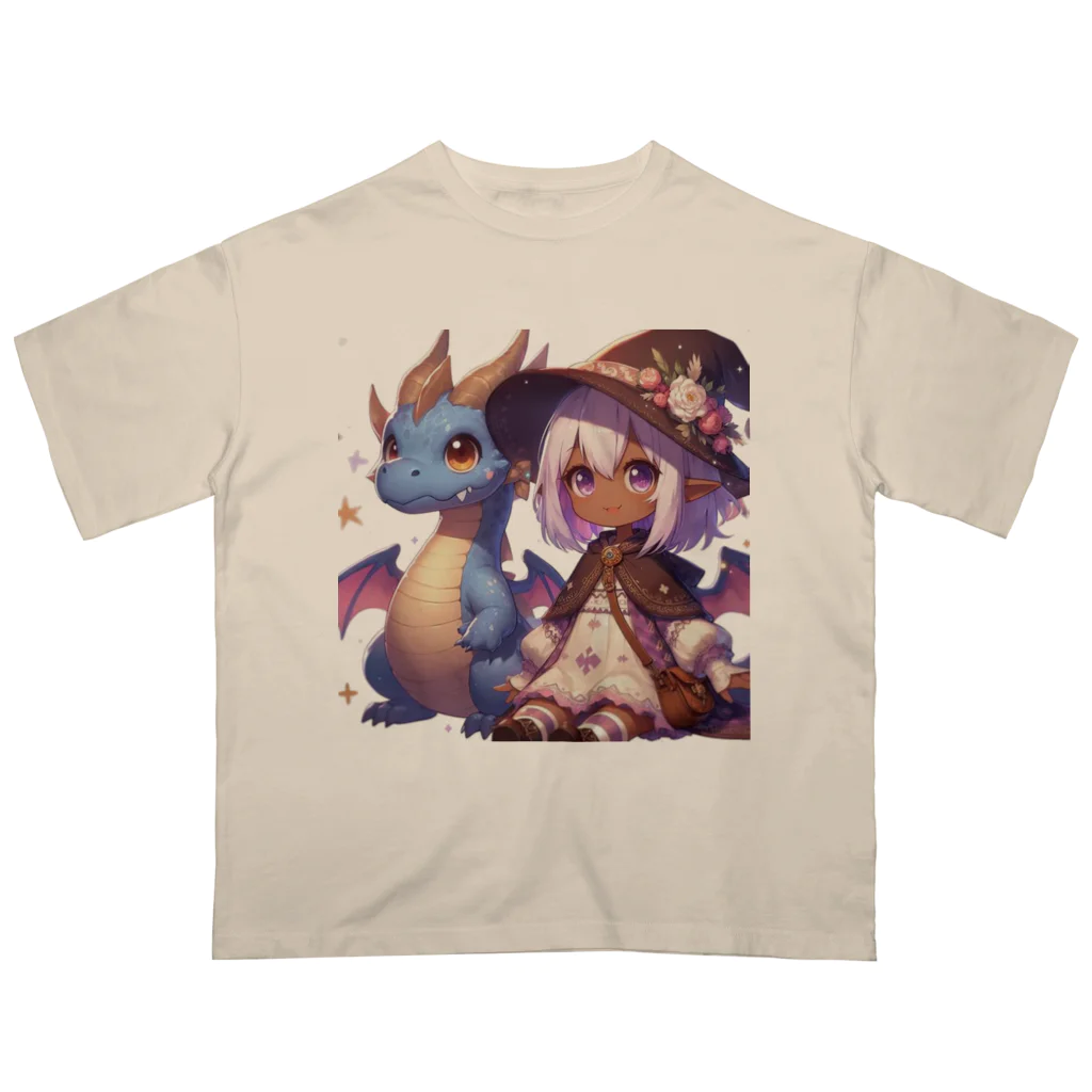 ピクセルパレットのドラゴンと可愛い女の子3 Oversized T-Shirt