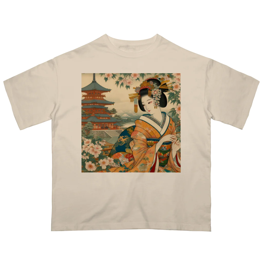 tamabestの浮世絵風美人図 Oversized T-Shirt