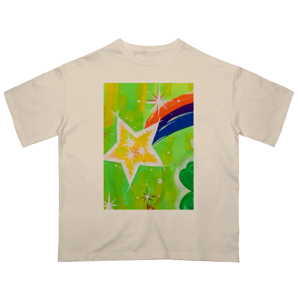 🐶シュナといろいろ🎨の流れ星　(グリーン) オーバーサイズTシャツ