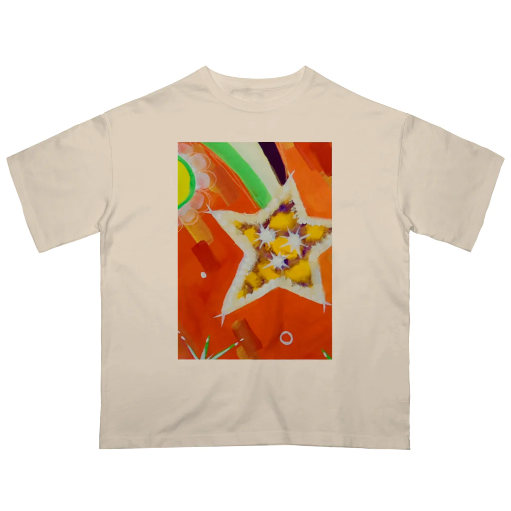 🐶シュナといろいろ🎨の流れ星　(オレンジ) オーバーサイズTシャツ