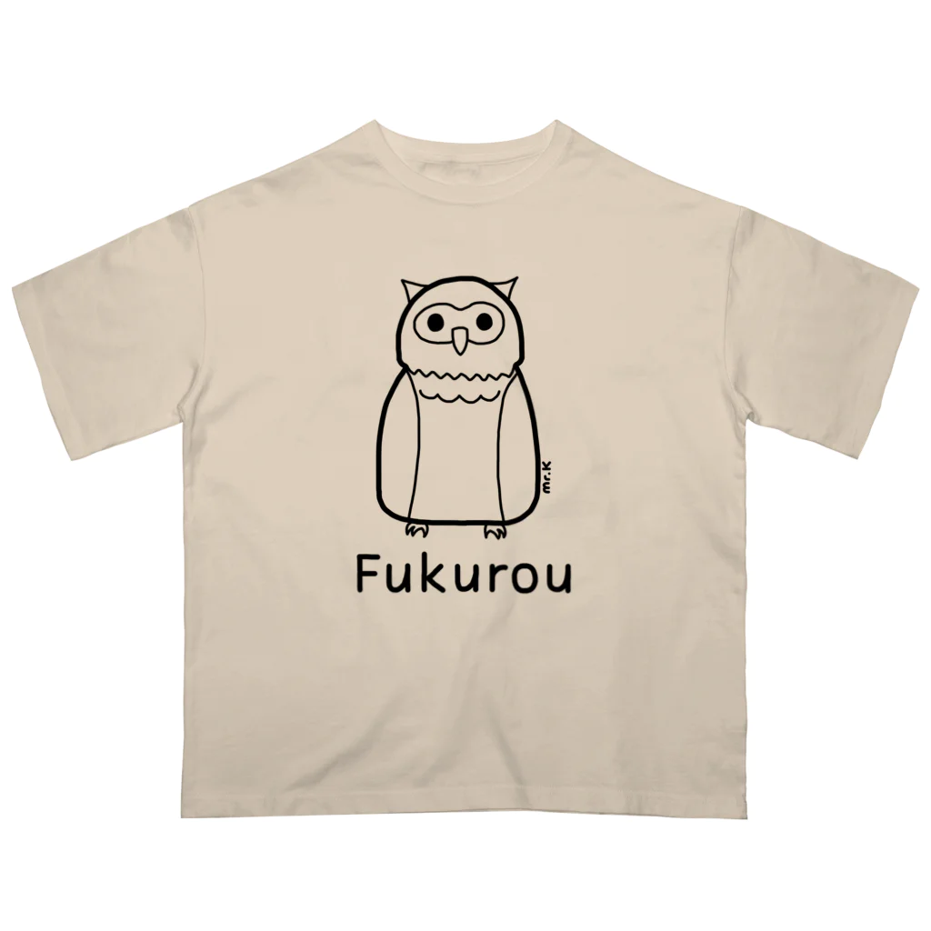 MrKShirtsのFukurou (フクロウ) 黒デザイン オーバーサイズTシャツ
