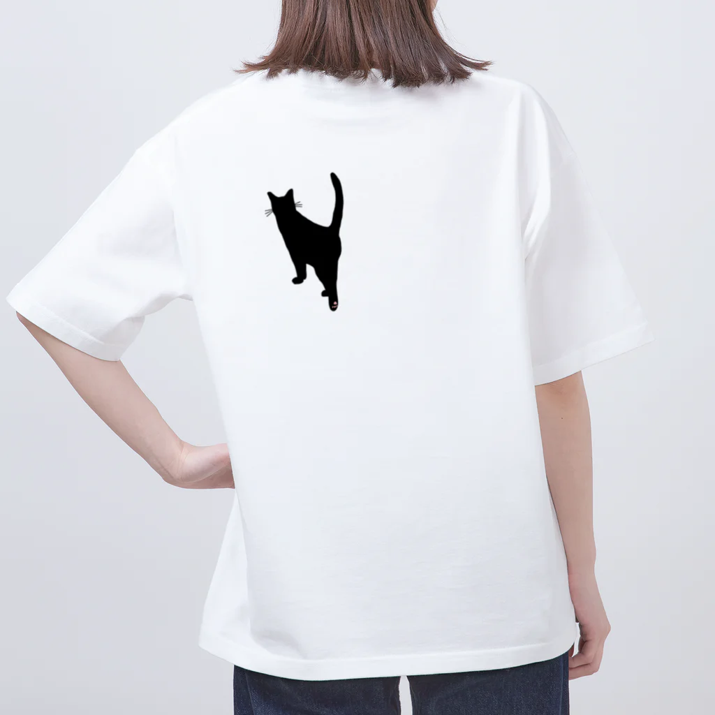 小鳥と映画館の黒猫が来る そして去る 右胸バージョン オーバーサイズTシャツ